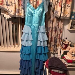 Hermione Granger Yule Ball Elegant Blue Layered Dress Harry Potter